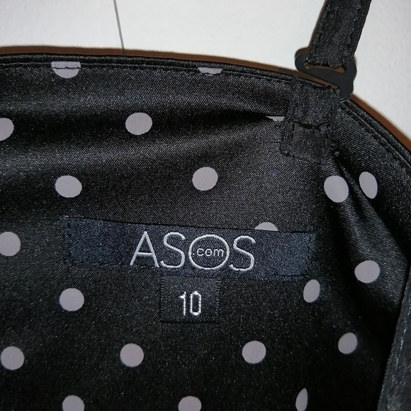 3/$50 ASOS little black dress, with blush pink polkadot upper half. sz 10 jr - Picture 4 of 6
